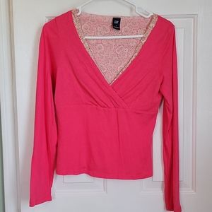 Gap pink and paisley blouse sz Sm
